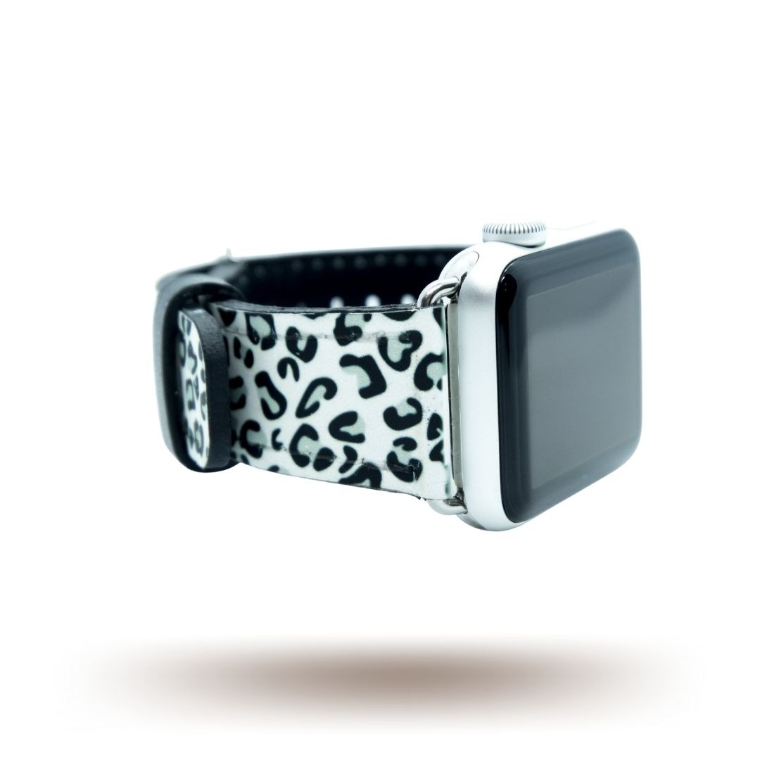 Snow Leopard Vegan Leather Band for Apple Watch -